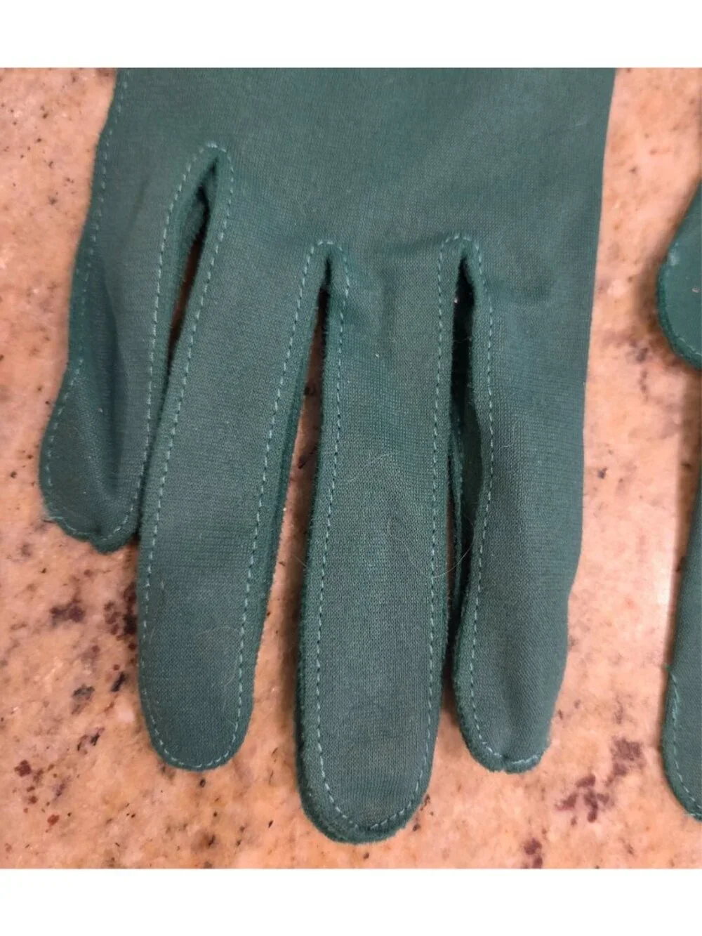New! Vintage Women's Size M Green Nylon Stretch Formal Gloves Bow Wrist...